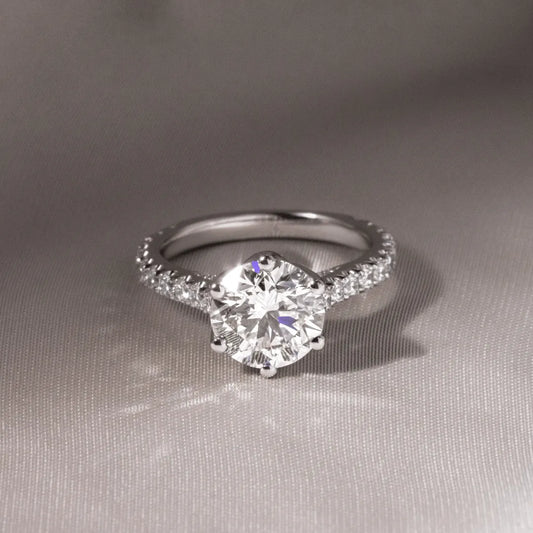 Round Halo, Pave & Split Shank Engagement Ring – 1.93 CT Lab Grown Diamond