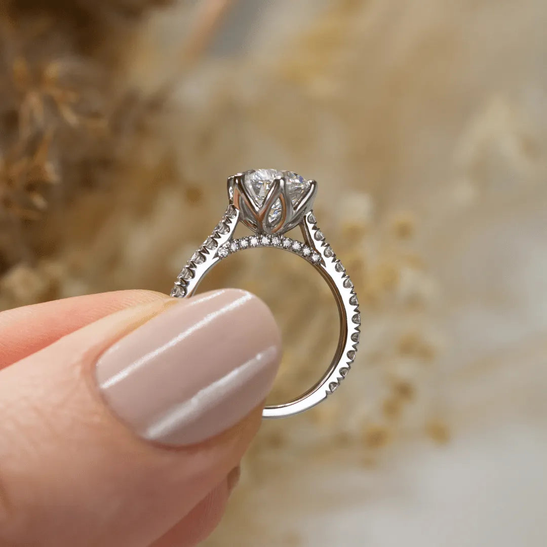 Round Halo, Pave & Split Shank Engagement Ring – 1.93 CT Lab Grown Diamond