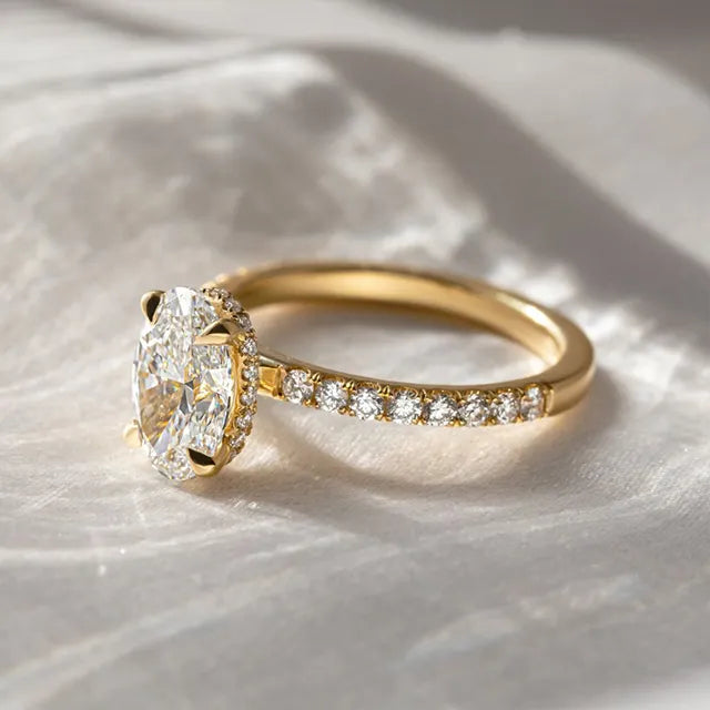 Round Halo, Pave & Split Shank Engagement Ring – 1.93 CT Lab Grown Diamond