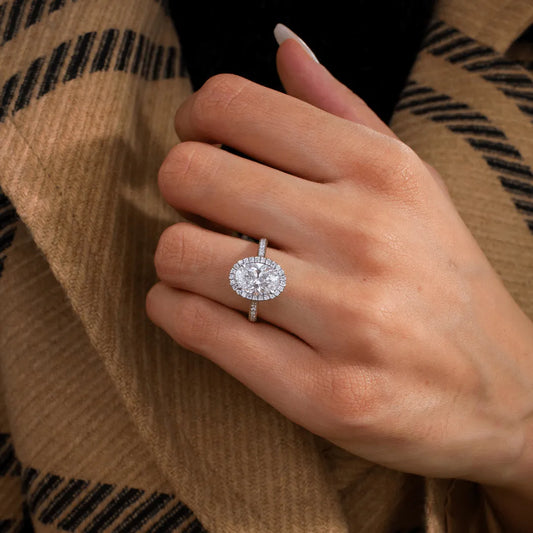 Round Halo, Pave & Split Shank Engagement Ring – 1.93 CT Lab Grown Diamond