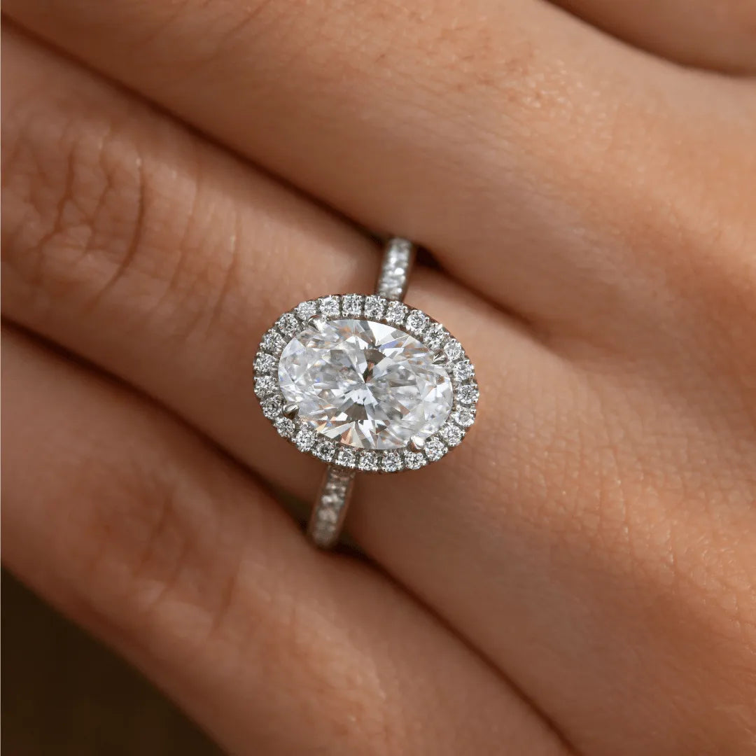 Round Halo, Pave & Split Shank Engagement Ring – 1.93 CT Lab Grown Diamond