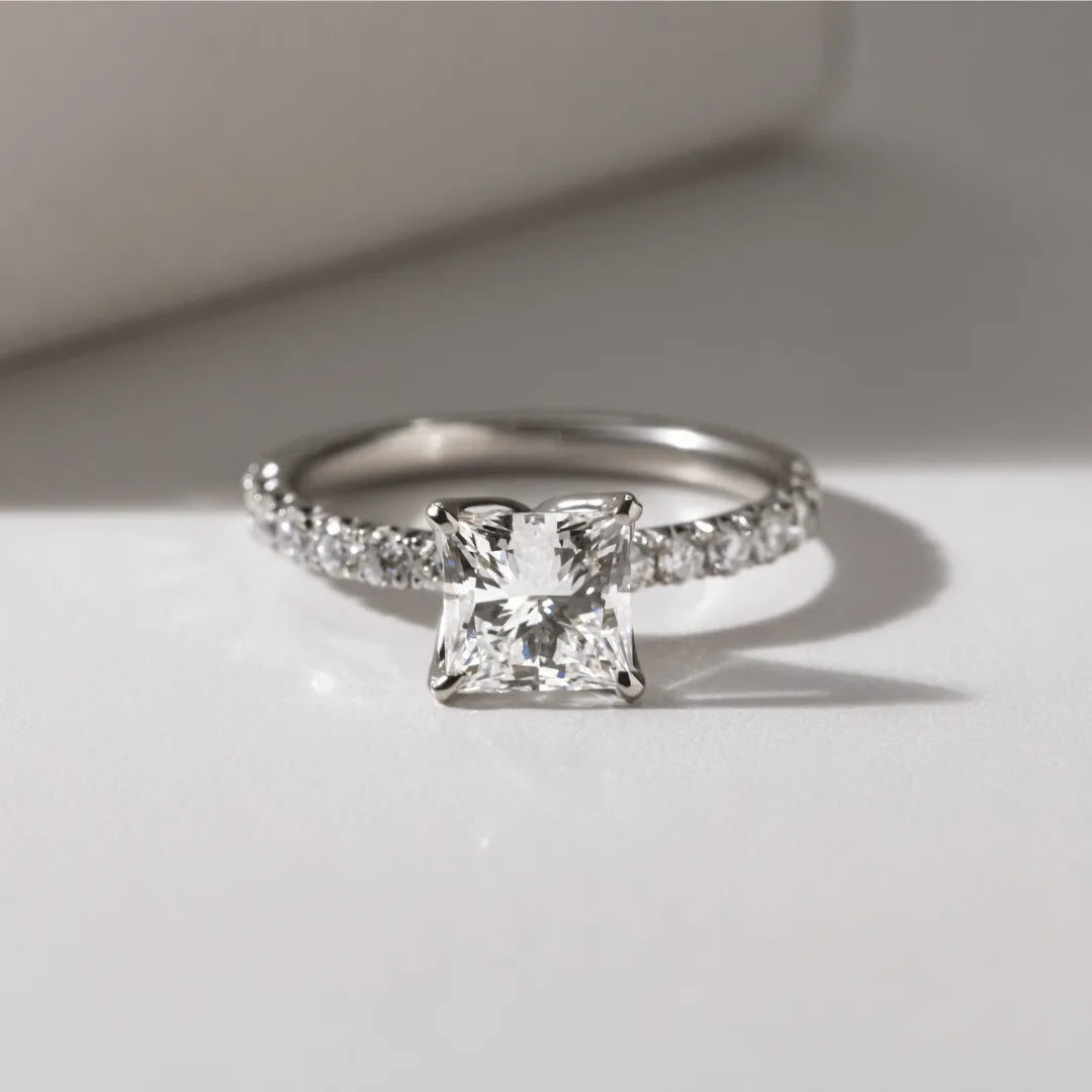 Round Halo, Pave & Split Shank Engagement Ring – 1.93 CT Lab Grown Diamond