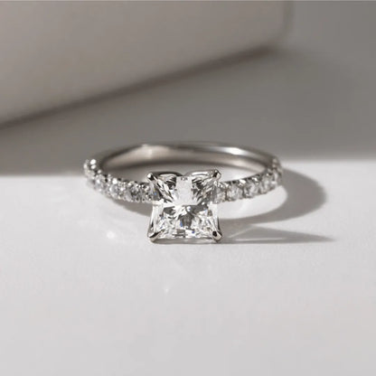 Round Halo, Pave & Split Shank Engagement Ring – 1.93 CT Lab Grown Diamond
