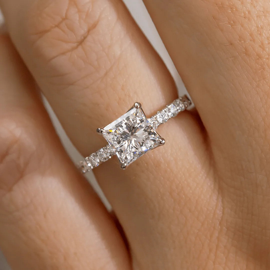 Round Halo, Pave & Split Shank Engagement Ring – 1.93 CT Lab Grown Diamond