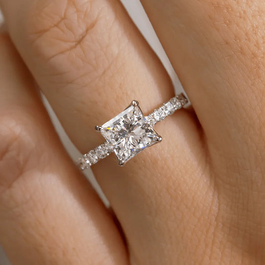 Round Halo, Pave & Split Shank Engagement Ring – 1.93 CT Lab Grown Diamond