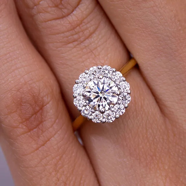 Round Halo, Pave & Split Shank Engagement Ring – 1.93 CT Lab Grown Diamond