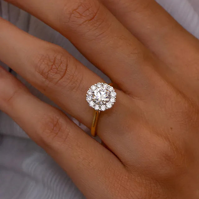 Round Halo, Pave & Split Shank Engagement Ring – 1.93 CT Lab Grown Diamond