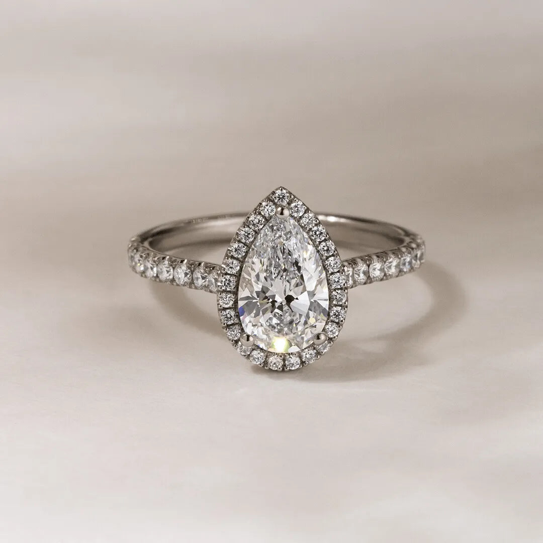 Round Halo, Pave & Split Shank Engagement Ring – 1.93 CT Lab Grown Diamond