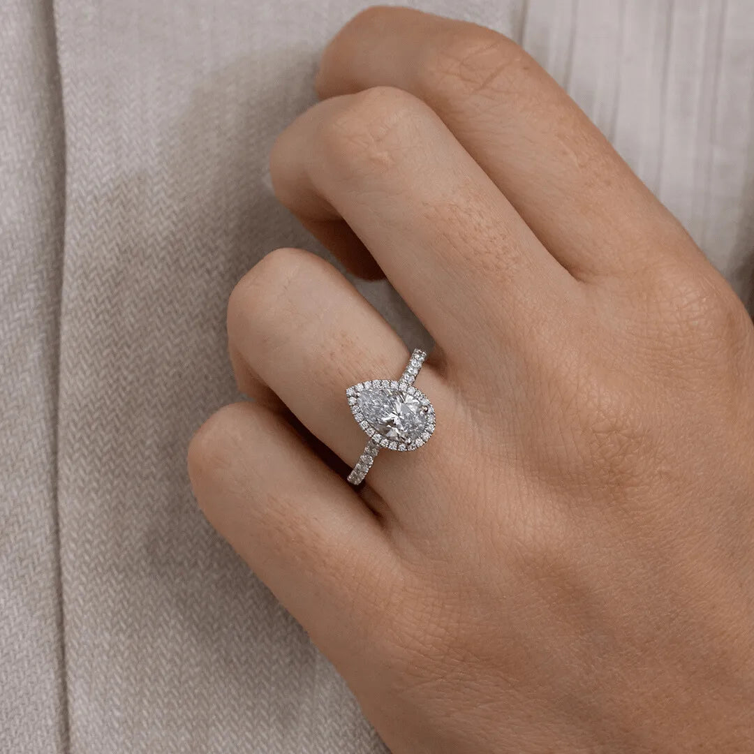 Round Halo, Pave & Split Shank Engagement Ring – 1.93 CT Lab Grown Diamond