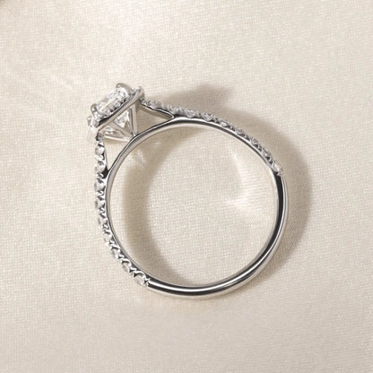 Round Halo, Pave & Split Shank Engagement Ring – 1.93 CT Lab Grown Diamond