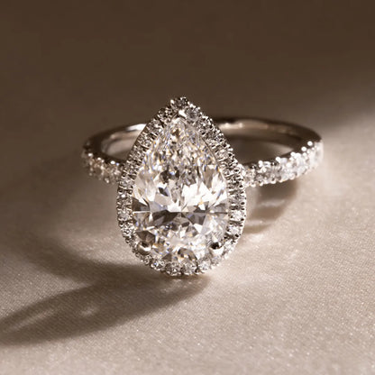 Round Halo, Pave & Split Shank Engagement Ring – 1.93 CT Lab Grown Diamond