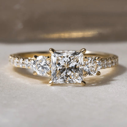 Round Halo, Pave & Split Shank Engagement Ring – 1.93 CT Lab Grown Diamond