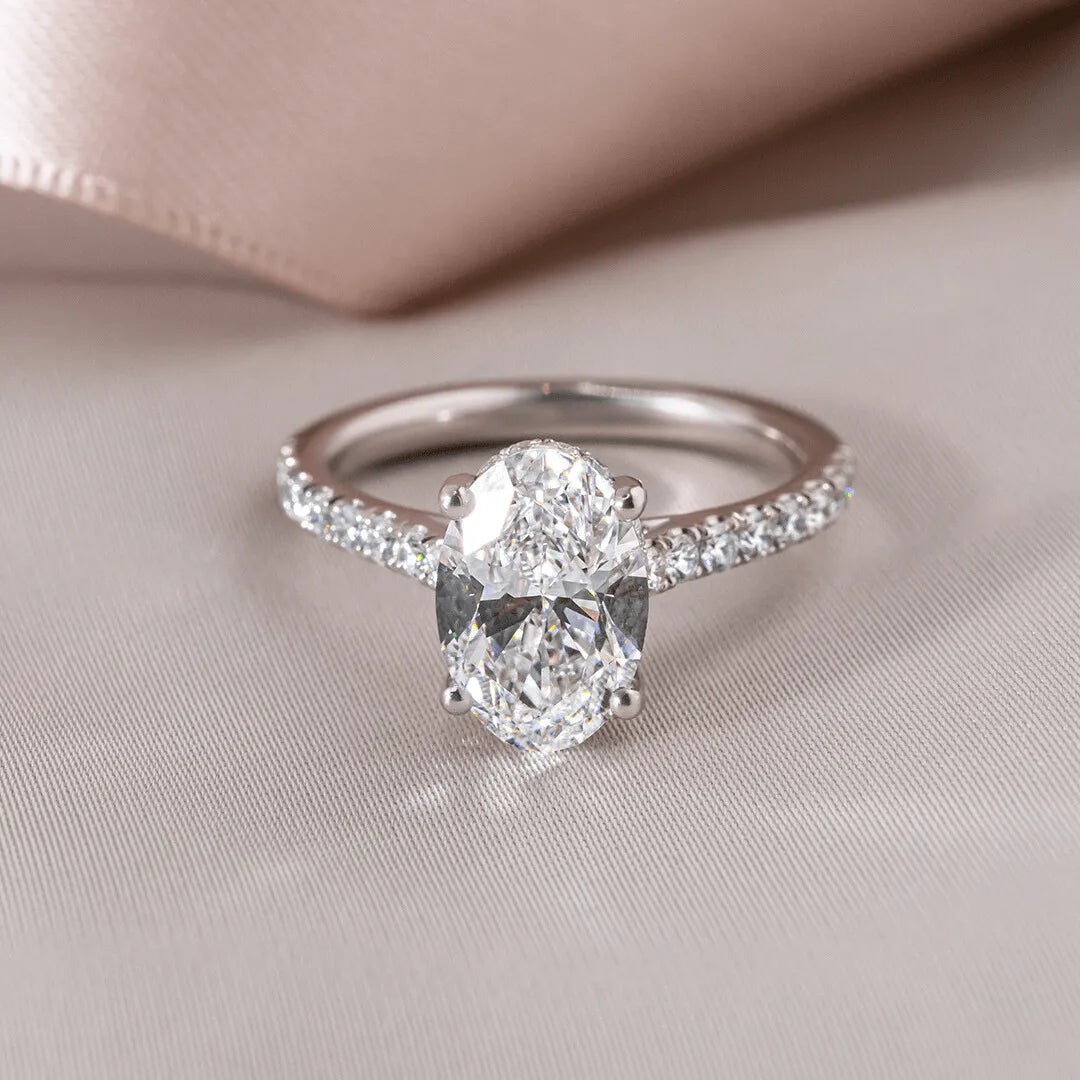 Round Halo, Pave & Split Shank Engagement Ring – 1.93 CT Lab Grown Diamond