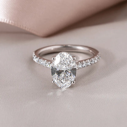 Round Halo, Pave & Split Shank Engagement Ring – 1.93 CT Lab Grown Diamond