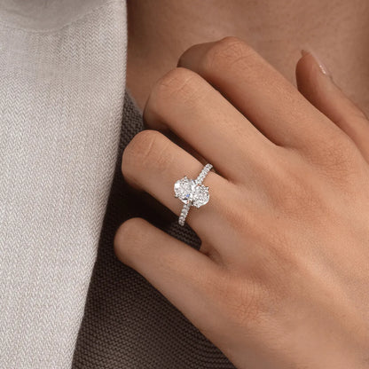 Round Halo, Pave & Split Shank Engagement Ring – 1.93 CT Lab Grown Diamond