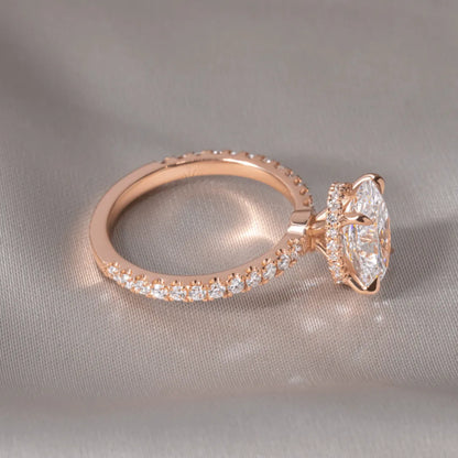 Round Halo, Pave & Split Shank Engagement Ring – 1.93 CT Lab Grown Diamond