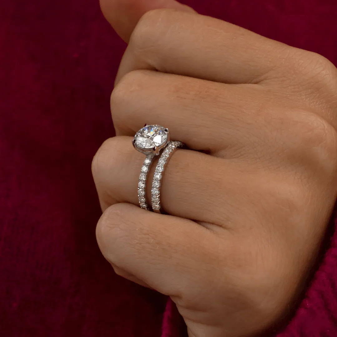 Round Halo, Pave & Split Shank Engagement Ring – 1.93 CT Lab Grown Diamond