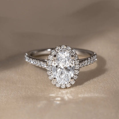 Round Halo, Pave & Split Shank Engagement Ring – 1.93 CT Lab Grown Diamond