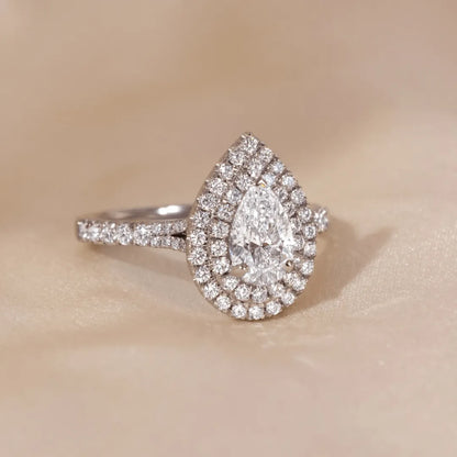 Round Halo, Pave & Split Shank Engagement Ring – 1.93 CT Lab Grown Diamond