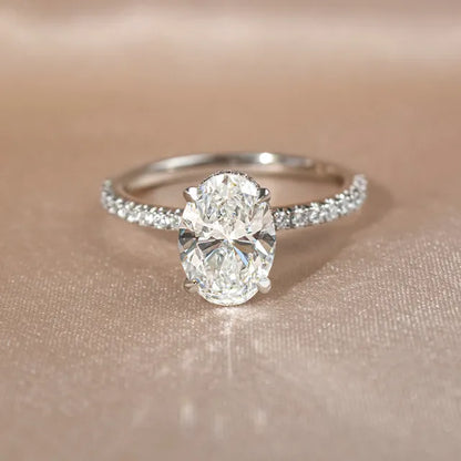 Round Halo, Pave & Split Shank Engagement Ring – 1.93 CT Lab Grown Diamond