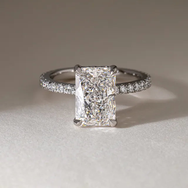 Round Halo, Pave & Split Shank Engagement Ring – 1.93 CT Lab Grown Diamond