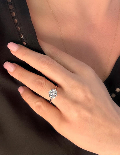 Round Halo, Pave & Split Shank Engagement Ring – 1.93 CT Lab Grown Diamond