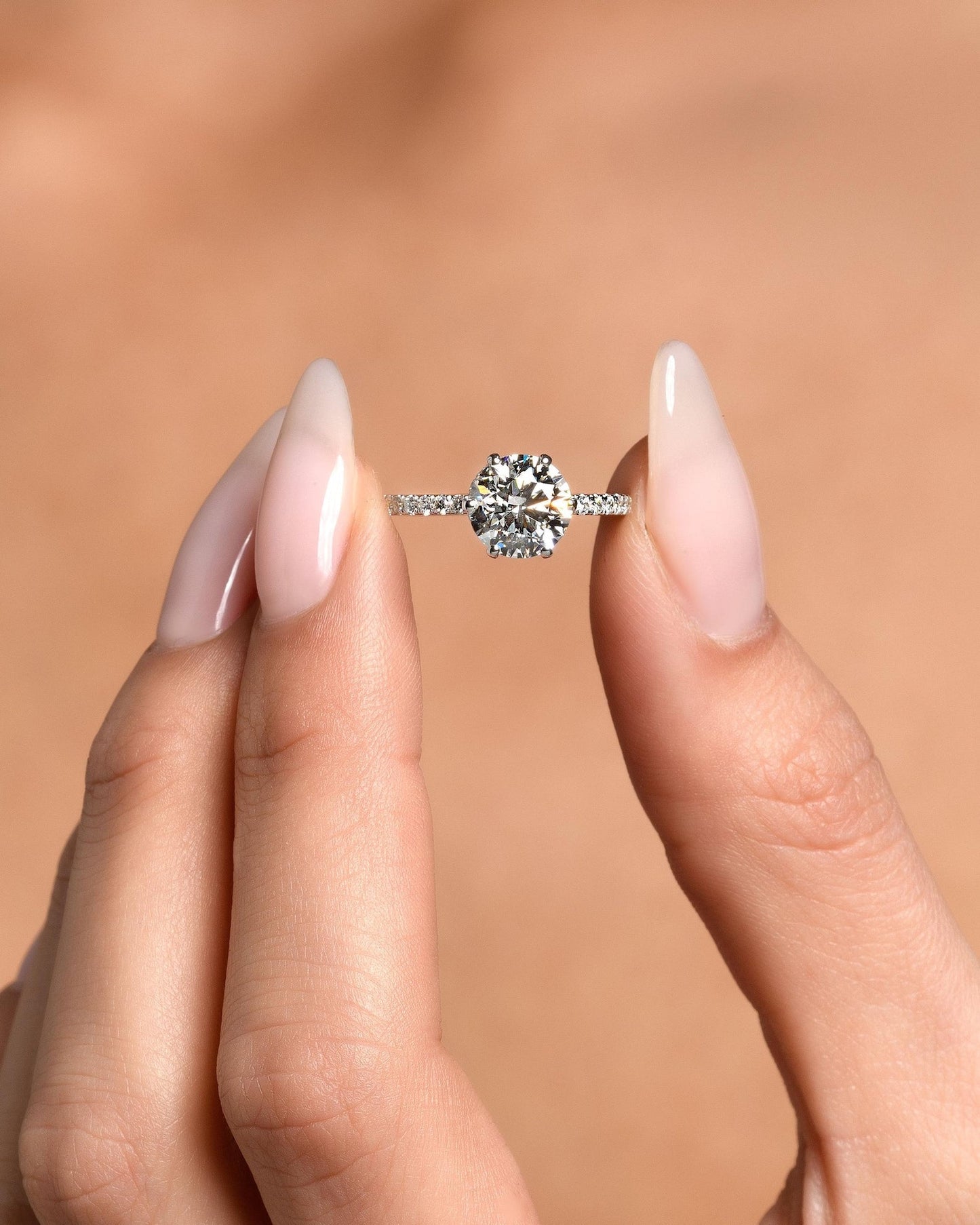 Round Halo, Pave & Split Shank Engagement Ring – 1.93 CT Lab Grown Diamond