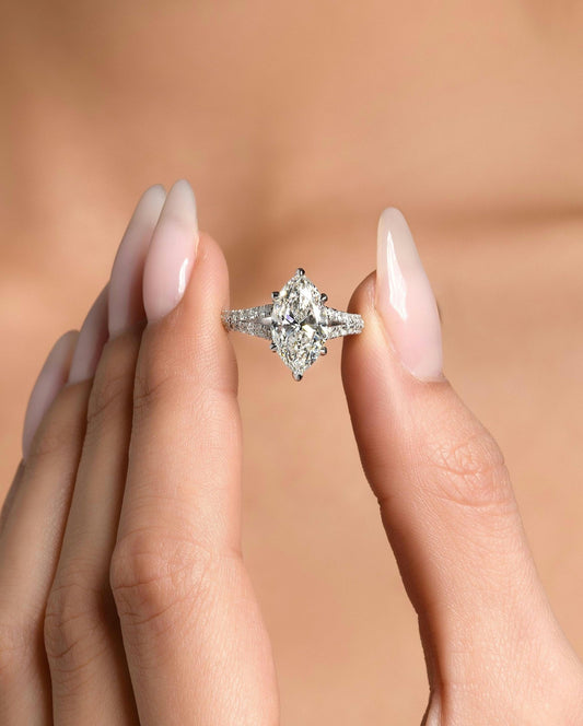 Round Halo, Pave & Split Shank Engagement Ring – 1.93 CT Lab Grown Diamond