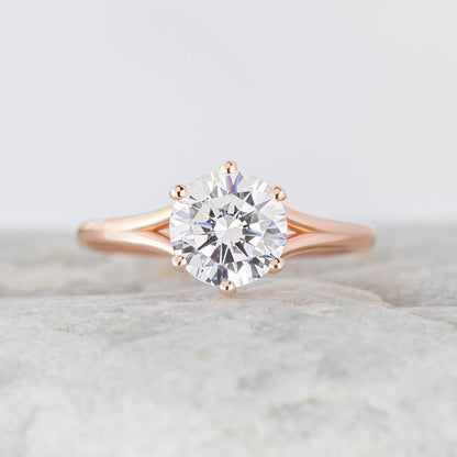 2 CT Round Three Stones Lab Grown Diamond Engagement Ring