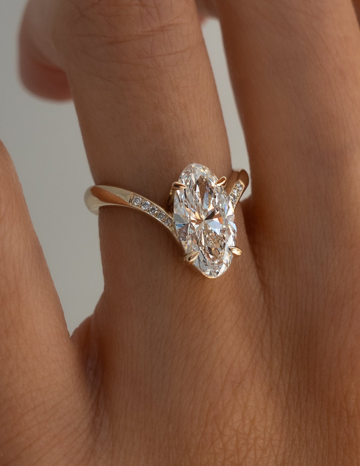 3 CT Moval Swirl Pave Lab Grown Engagement Ring