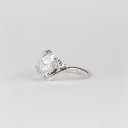 2 CT Emerald Pave Moissanite Engagement Ring