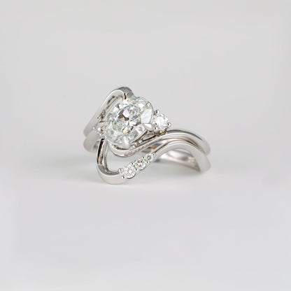 2 CT Emerald Pave Moissanite Engagement Ring