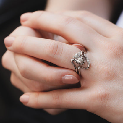 2 CT Emerald Pave Moissanite Engagement Ring