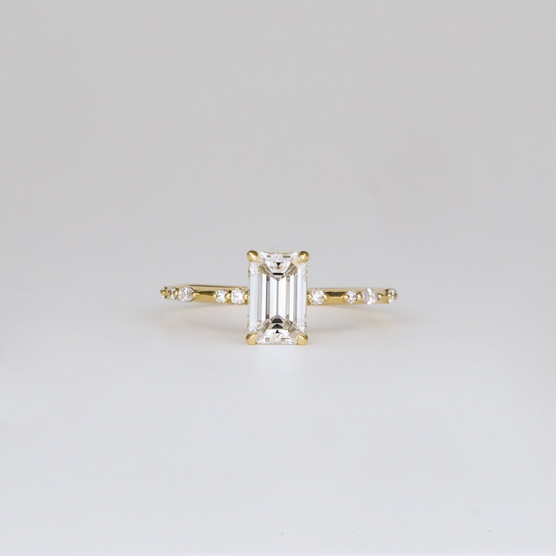 2 CT Emerald Pave Moissanite Engagement Ring