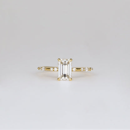 2 CT Emerald Pave Moissanite Engagement Ring