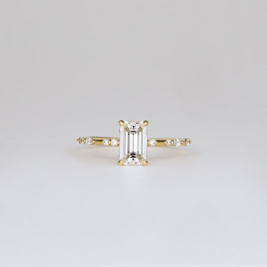 2 CT Emerald Pave Moissanite Engagement Ring