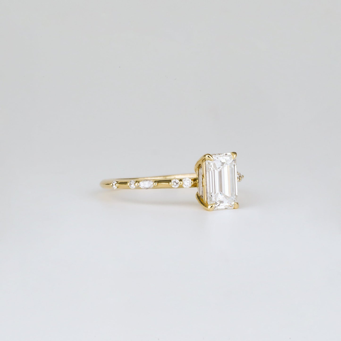 2 CT Emerald Pave Moissanite Engagement Ring