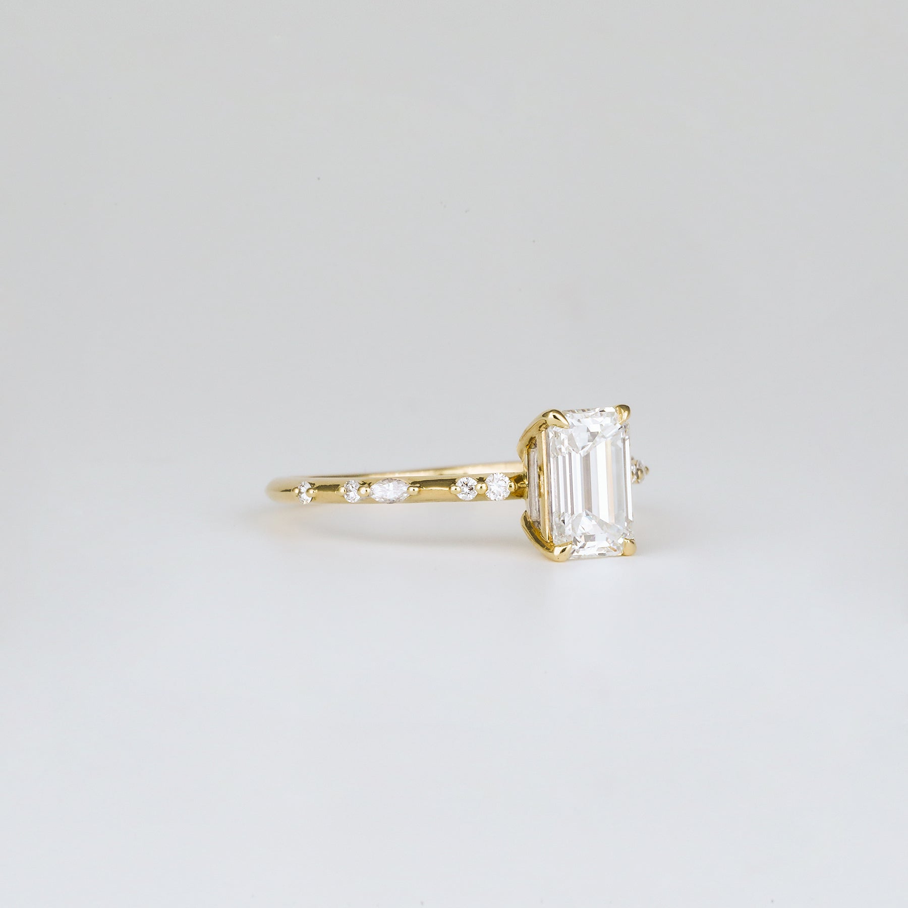 2 CT Emerald Pave Moissanite Engagement Ring