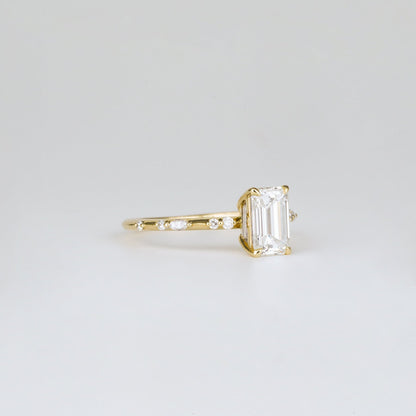 2 CT Emerald Pave Moissanite Engagement Ring