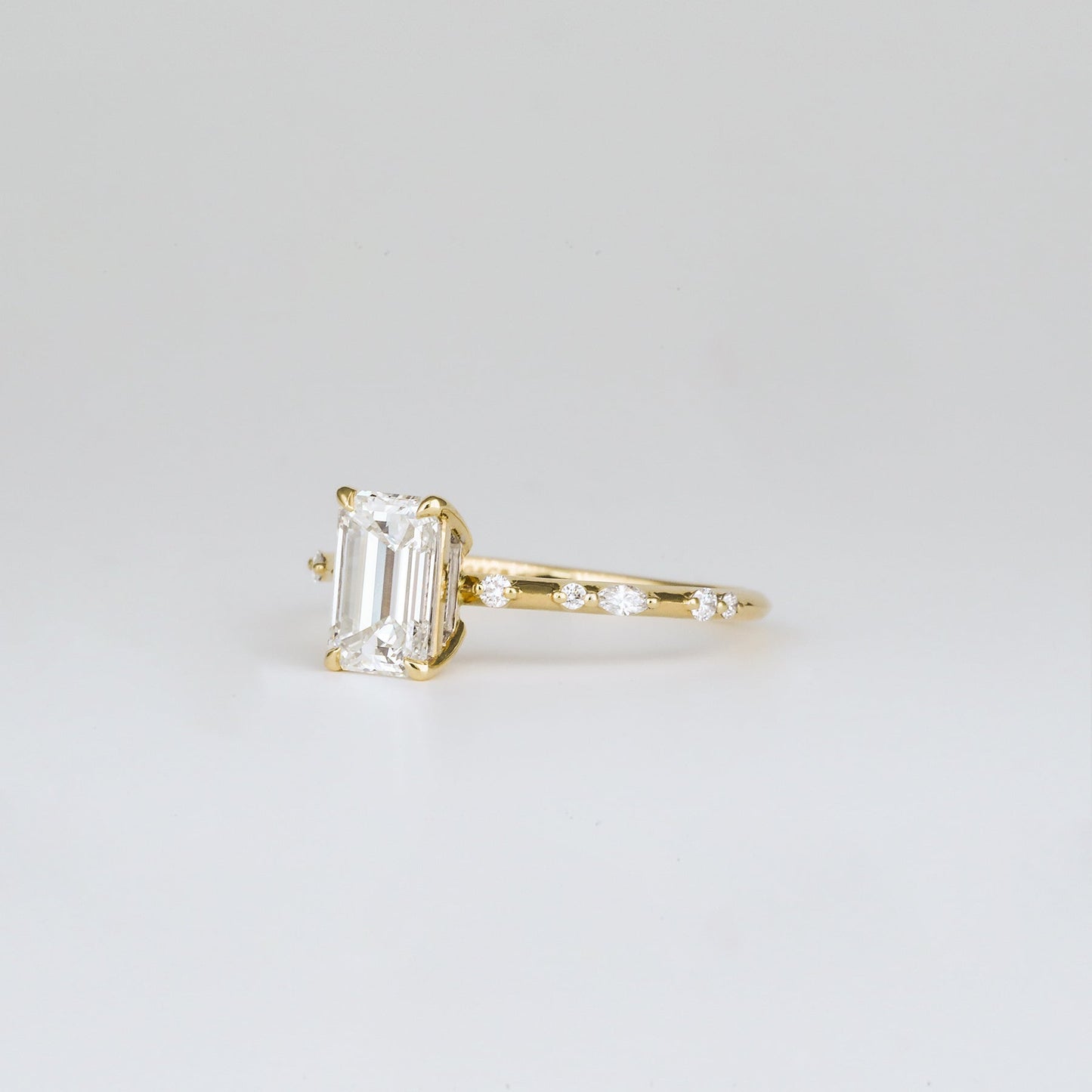 2 CT Emerald Pave Moissanite Engagement Ring