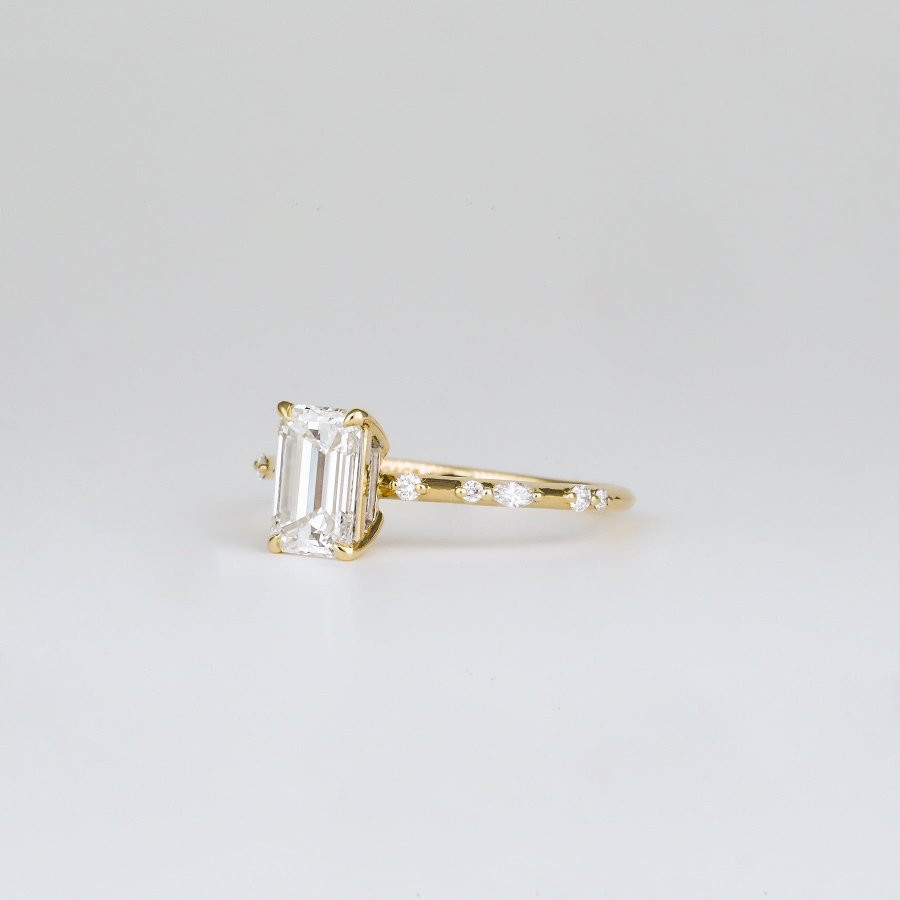2 CT Emerald Pave Moissanite Engagement Ring