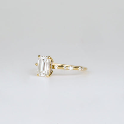 2 CT Emerald Pave Moissanite Engagement Ring