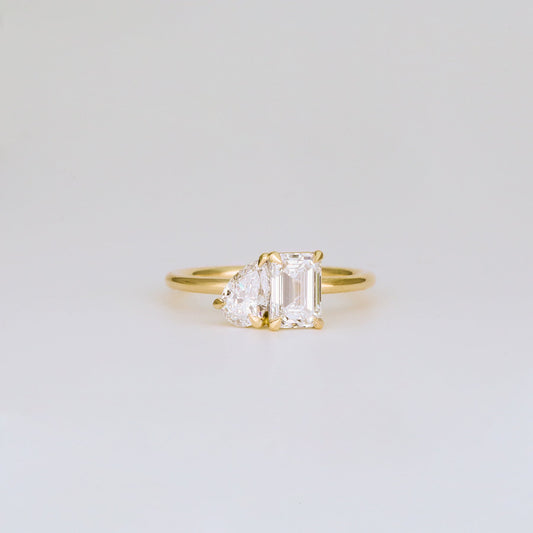2 CT Emerald Pave Moissanite Engagement Ring