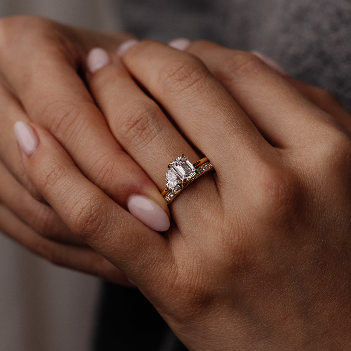 2 CT Emerald Pave Moissanite Engagement Ring