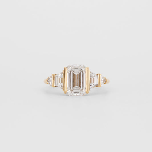 2 CT Emerald Pave Moissanite Engagement Ring