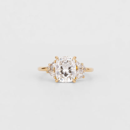 2 CT Emerald Pave Moissanite Engagement Ring