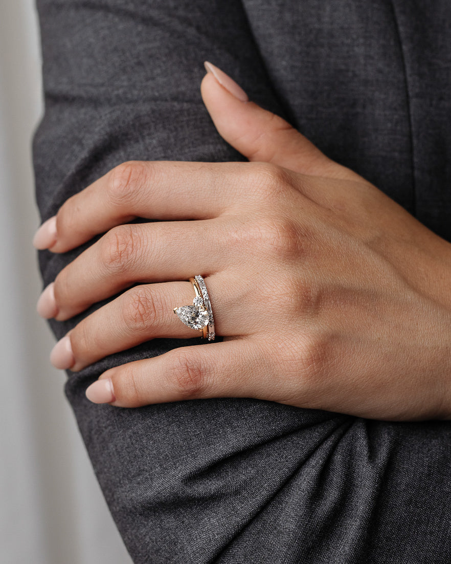 2 CT Emerald Pave Moissanite Engagement Ring
