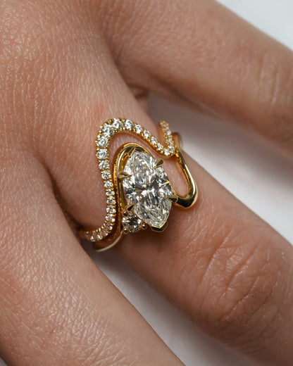 2 CT Emerald Pave Moissanite Engagement Ring