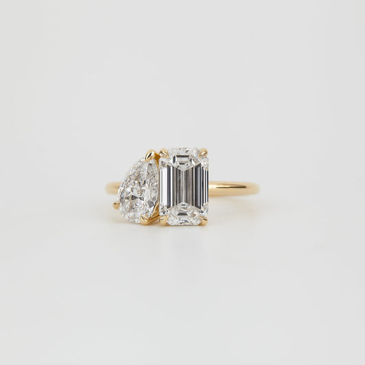 2 CT Emerald Pave Moissanite Engagement Ring