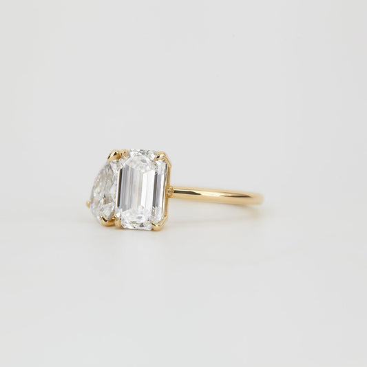 2 CT Emerald Pave Moissanite Engagement Ring